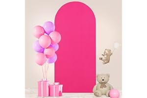 FUHSY 6FT Wedding Arch Cover Pink Spandex Arch Cover Backdrop Fabric Fitted Spandex Cover Arch Backdrop Panels Hot Pink Round Top Chiara Backdrop Stand Covers for Baby Shower Birthday Party Decoration