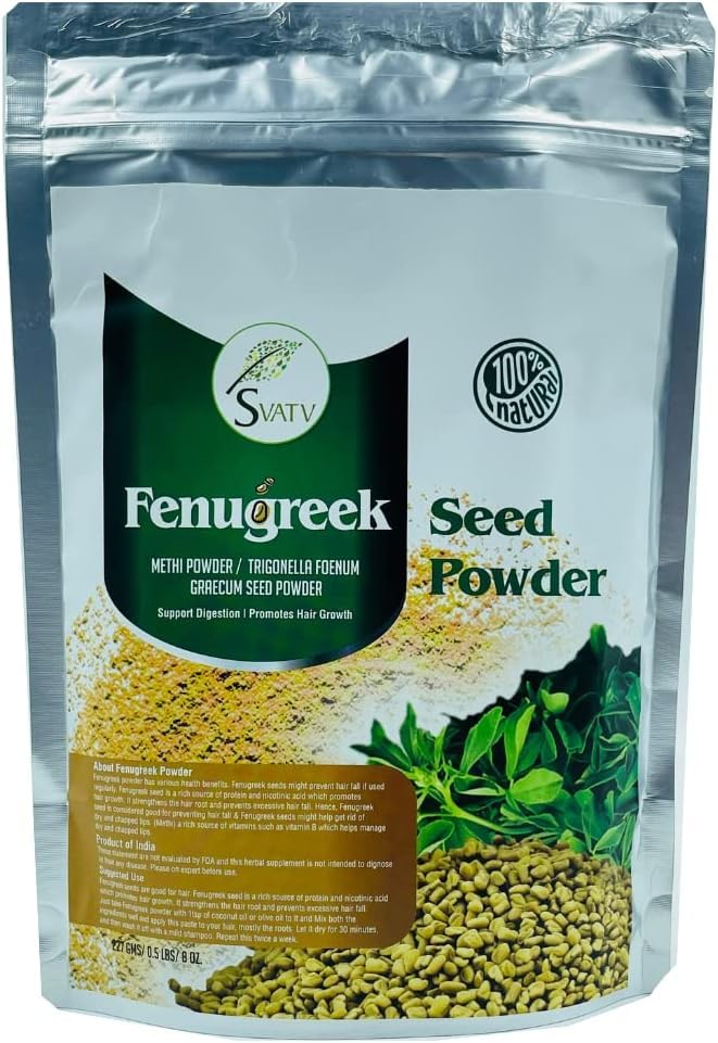 SVATV Fenugreek Seed Powder Trigonella foenum-graecum | Indian cuisine | Best for Hair & Skincare | Promotes Hair Growth - 227g, Half Pound, 8 ounce