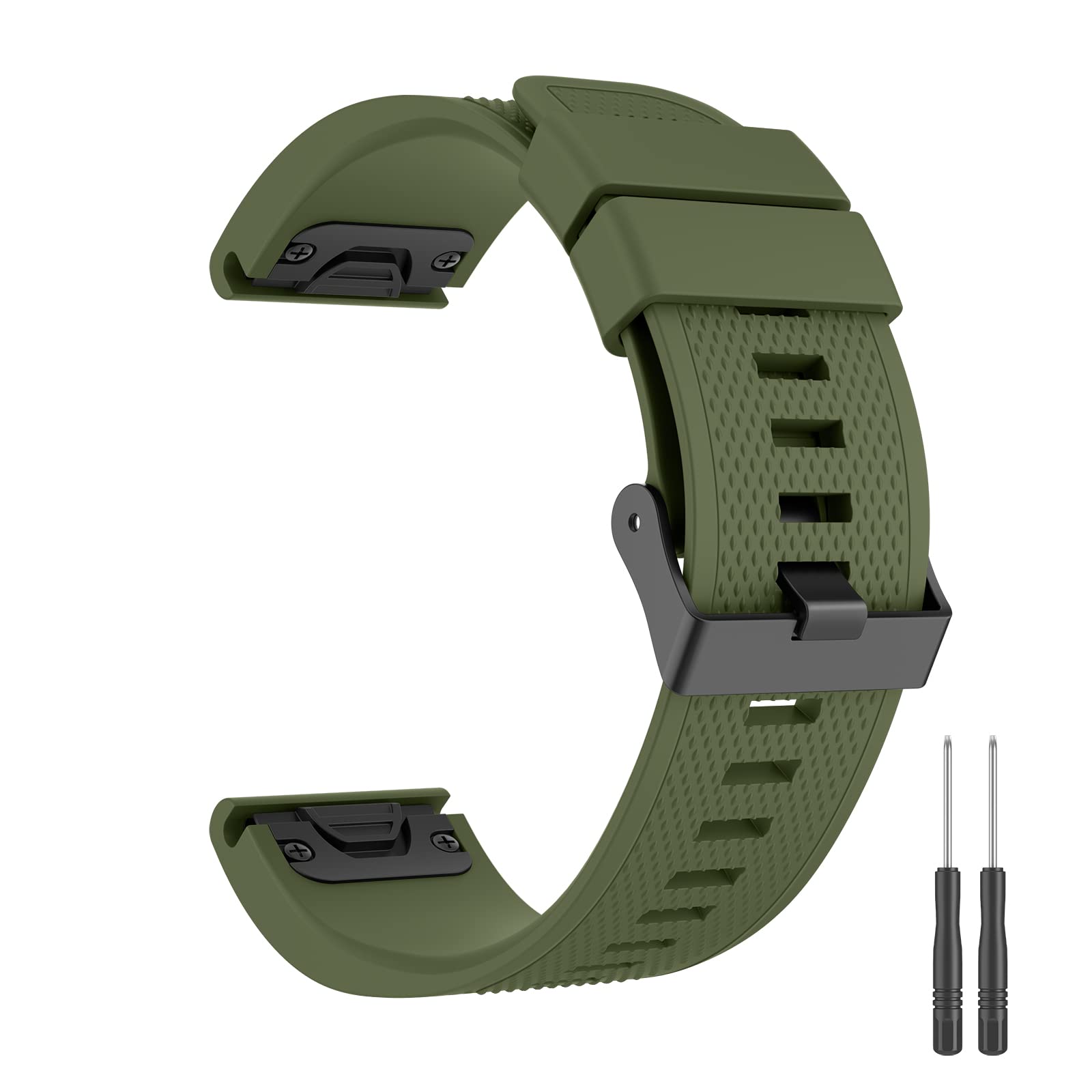 Quickfit 22mm Silicone Band for Garmin Fenix 7/6/5 Series & Instinct/Approach S60/S62/Forerunner 945/935 (Green)