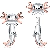Animal Jacket Earrings for Womens 925 Sterling Silver Axolotl Pug Cat Goat Earrings Cute 3D Earrings Jacket Hypoallergenic