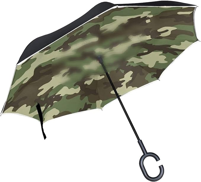 Military Camouflage Camo Inverted Umbrella,CShaped Handle