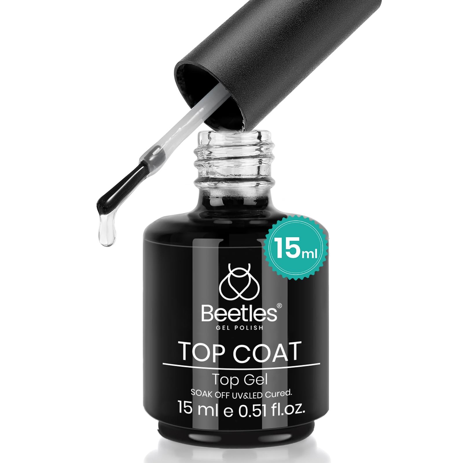 Beetles Gel Polish- 15ml No Wipe Top Coat High Gloss Shiny Long-Lasting Clear Soak Off U V Gel DIY Manicure and Nail Salon Home Gift for Her