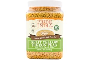 Pride Of India - Indian Split Yellow Pigeon Peas - Protein & Fiber Rich Toor (Arahar) Dal, 3.0 Pound Jar