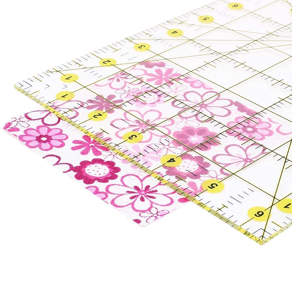 AUTOTOOLHOME Quilting Ruler Acrylic Quilters' Ruler for Easy Precision Cutting Fabric Paper, 6.5