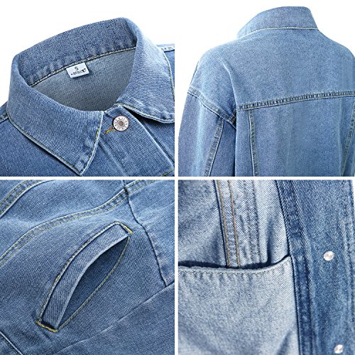 Zuozee Jean Jacket Womem, Denim Jacket Men, Boyfriend Jacket Denim Oversized, Pockets Inside - Long Sleeves - Loose Fit