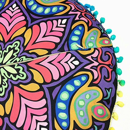 KAKAT-Large-Oversized-Bohemian-Pillow-Floor-Pillows-Round-Bohemian-Cases-Meditation-Cushion-Cover-Ottoman-Pouf-Cover-Purple