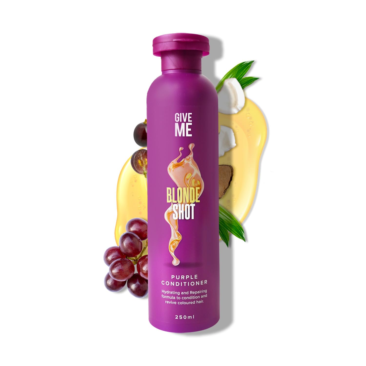 Give Me Cosmetics Purple Shampoo, Blonde Shot Enhancing Toning, No Yellow for Coloured Hair, Free from Sulphate Silicone Paraben, Enriched with Coconut and Argan Oil — image 1