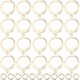 Beebeecraft 1 Box 30Pcs Leverback Earring Findings Real 24K Gold Plated Stainless Steel Metal French Ear Wires Hooks with 30Pcs Brass Jump Rings for Jewelry Making Earrings DIY Crafts Accessories