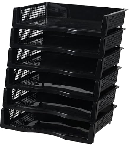 Lot De 6 Bacs à Papier Empilables Wenqik - Noir, Pratique Pour Bureau, Classe Ou Maison