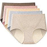 CJSGY Women Incontinence Protective Briefs, High Waisted Ladies Underwear, Reusable Cotton Panties, Washable, 5Pcs