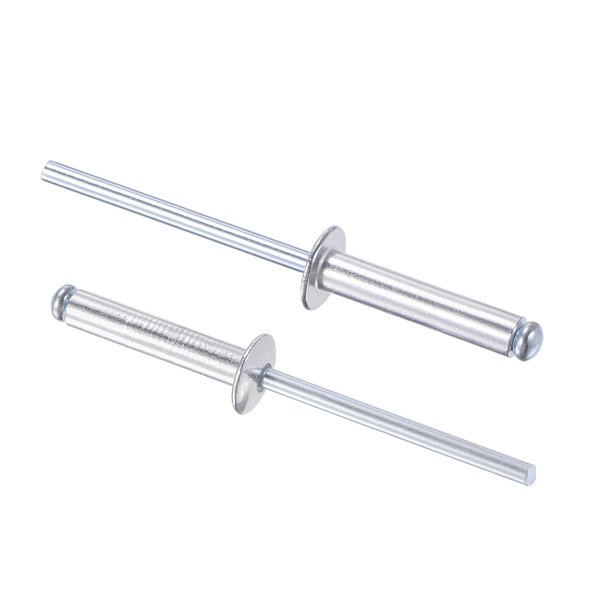 sourcing map Blind Rivets, Aluminum Pull Rivets Core Decoration Rivets 4mm Diameter 20mm Grip Length Silver Tone, 60pcs