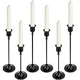 Black Candlestick Holders Set of 6-3 Different Heights Sturdy Metal Taper Candle Stands, Detachable Vintage Design for Weddings & Holidays