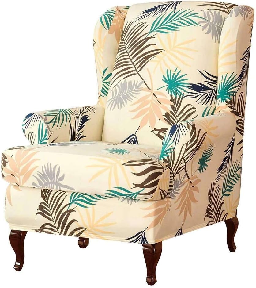 SINKITA Armchair Chair,Stretch Wingback Chair Covers Furniture Protector Couch Soft with Elastic Bottom,Spandex Jacquard Fabric Wing Chair Slipcover-Cream color-2Piece: Home & Kitchen