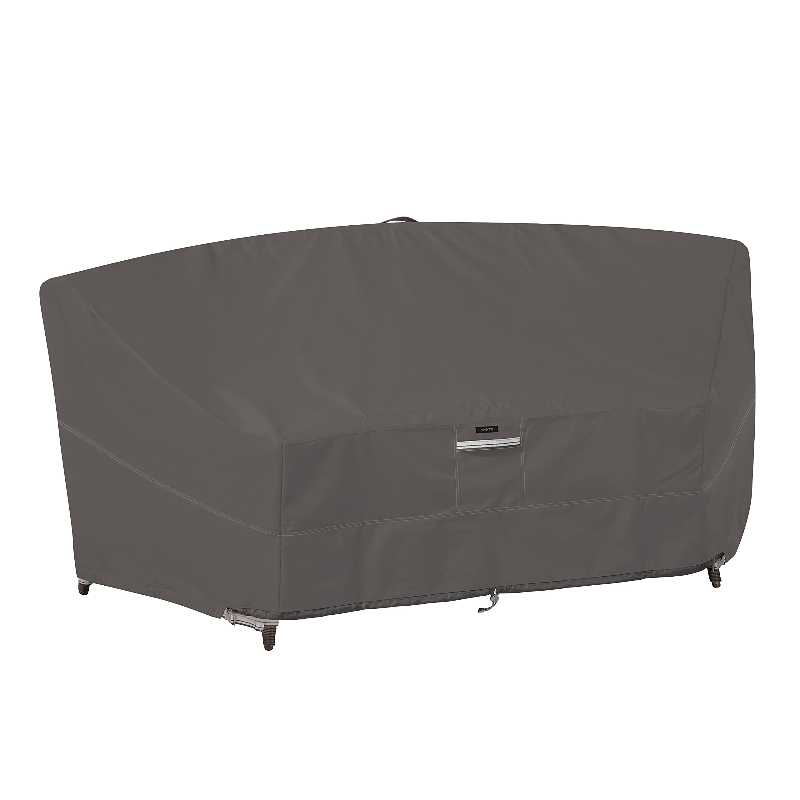 Classic Accessories Ravenna Water-Resistant 46 Inch Patio Curved Modular Sectional Sofa Cover, Patio Furniture Covers Taupe