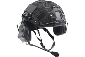 ZJIEYU Airsoft Helmet Set Fast Helmet with Tactical Headset and Helmet Cover Adjustable Outdoor Tactical Gear for Cosplay Paintball Hunting BB CS Game