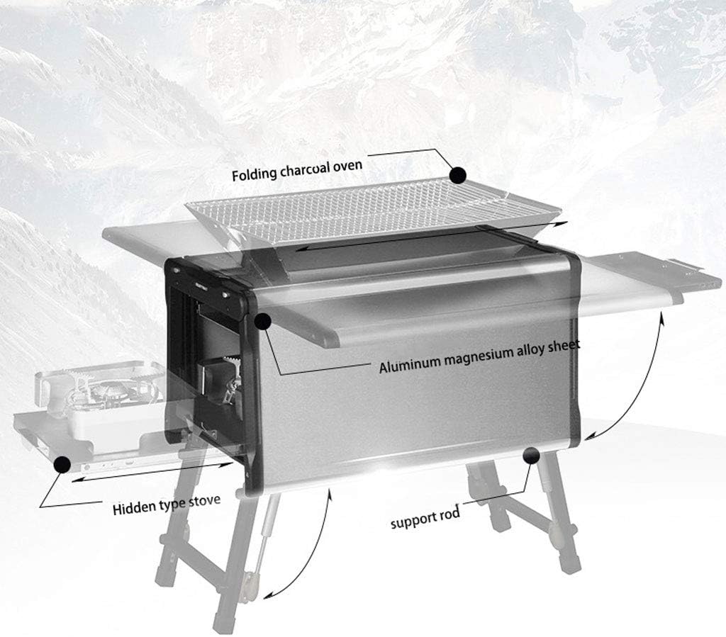 review ZJJ& BBQ Barbecue Grill Home Charcoal Folding Multifunctional Outdoor Grill