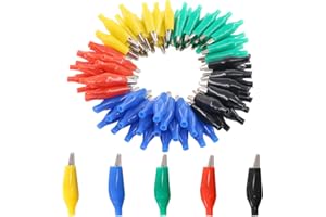 Glarks 100Pcs 1.1''/28mm Alligator Clips Crocodile Electrical Test Clamps Jumper Helper with Black/Red/Yellow/Blue/Green Prot
