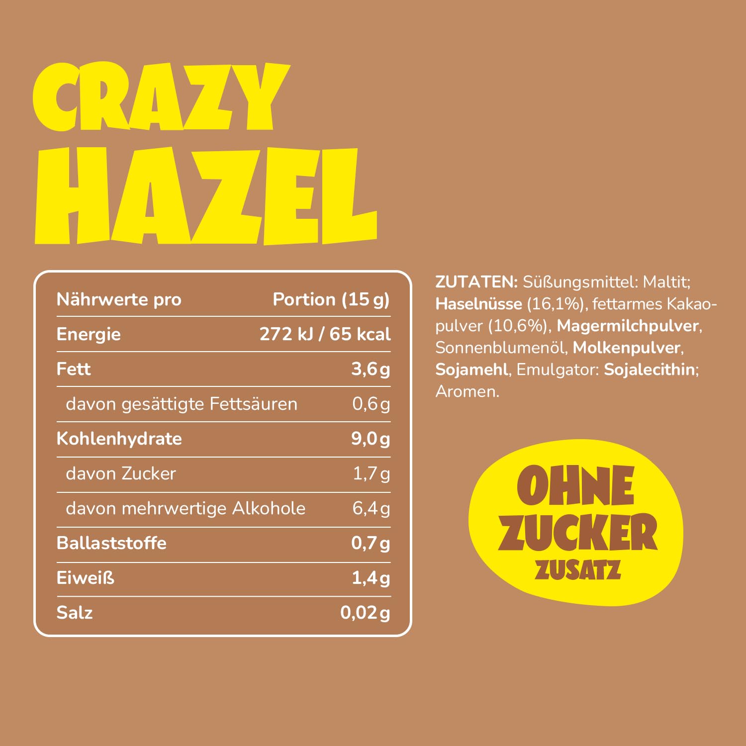 ahead CRAZY HAZEL | 6 x 200g Haselnusscreme ohne Zuckerzusatz | Super leckerer Schokoaufstrich mit 80% weniger Zucker* | Ohne Palmöl, glutenfrei & vegetarisch | Zuckerarmer Brotaufstrich Schokocreme 2