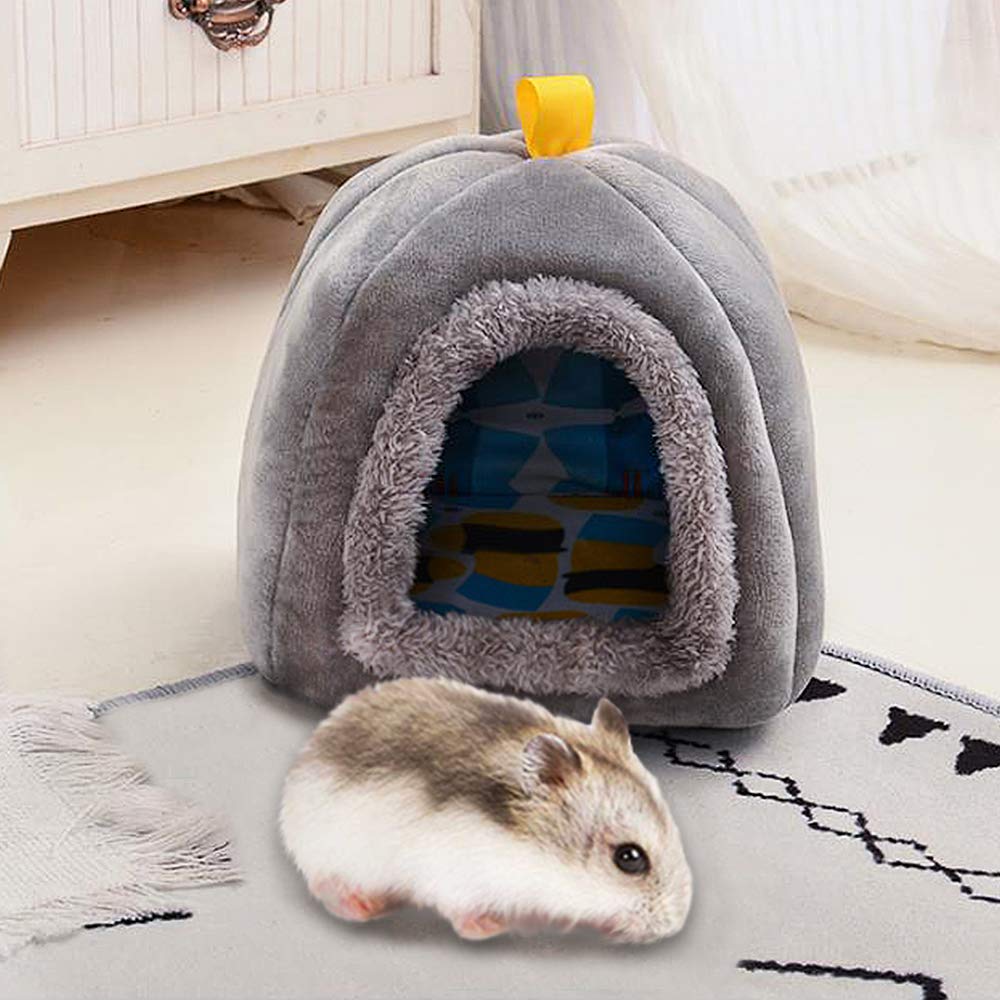 YANGWX Guinea Pig Bed Hamster House, Winter Warm Hamster Bed, Small Animals Bed for Hamster Guinea Pig Chinchilla Squirrel Hedgehog(Gray, Pumpkin 18x18x20cm)