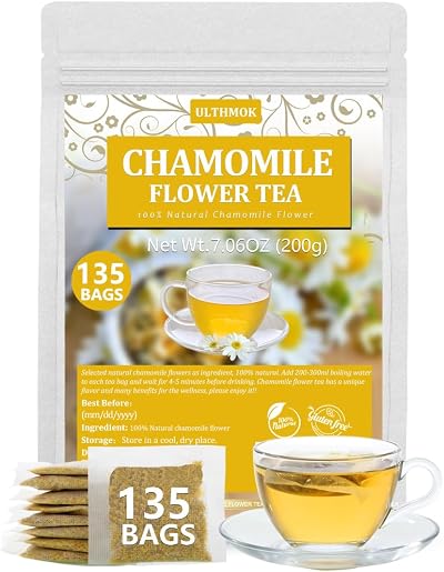 ULTHMOK 135 Premium Chamomile Tea Bags 100% Chamomile Flowers Caffeine Free