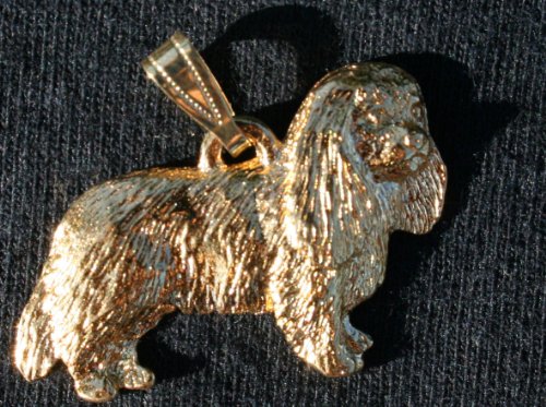 Cavalier King Charles Dog 24k Gold Plated Pewter Pendant