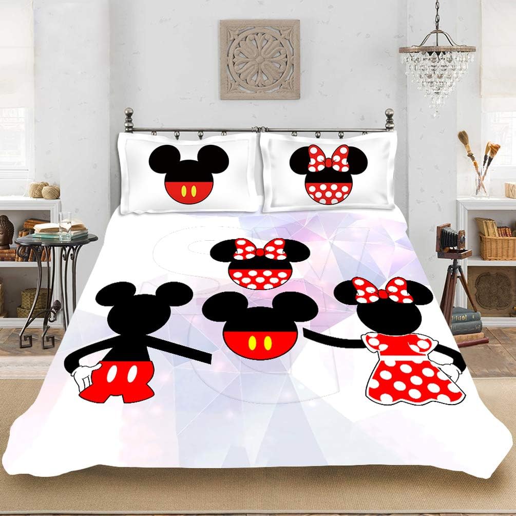 135X200CM SSLLC Disney Mickey & Minnie Juego de cama de 3 piezas con