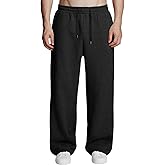 Susclude Mens Fleece Lined Baggy Sweatpants Wide Leg Mediumweight Comfy Lounge Slacks Loose Fit Track Pants Spring