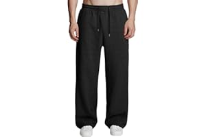 Susclude Mens Fleece Lined Baggy Sweatpants Wide Leg Heavyweight Comfy Lounge Slacks Loose Fit Track Pants Fall Winter