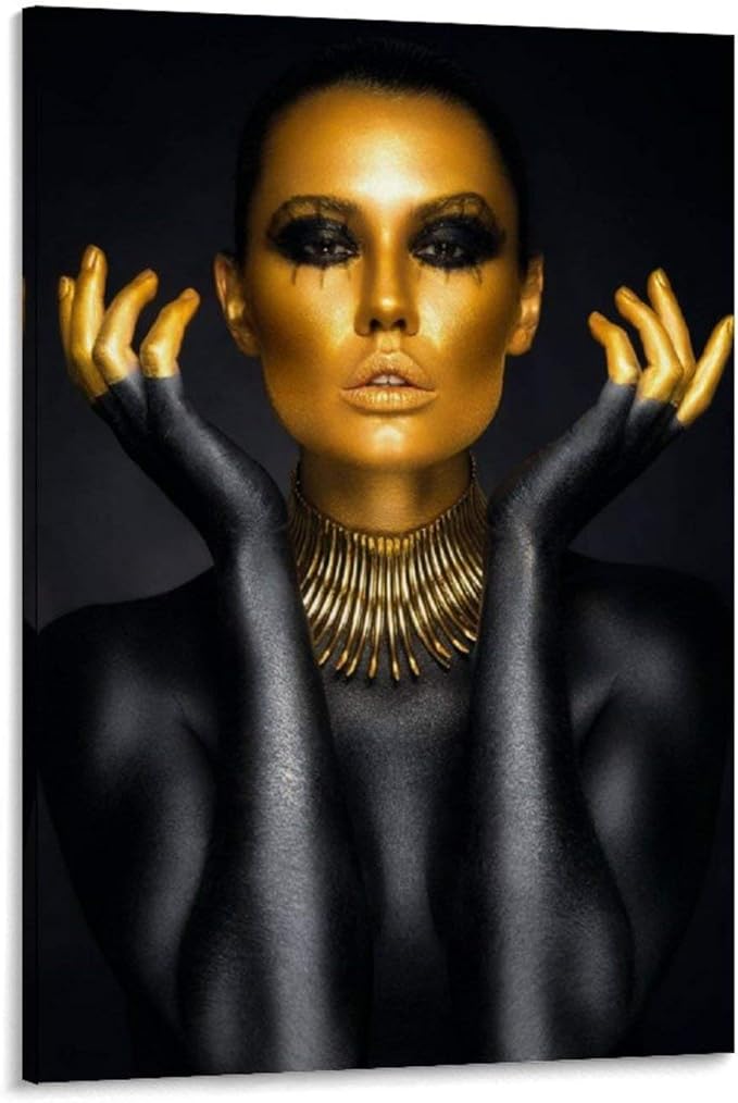 Amazon.de: xiaoxian Schwarz-goldenes Gemälde von Frauen, moderne Kunst