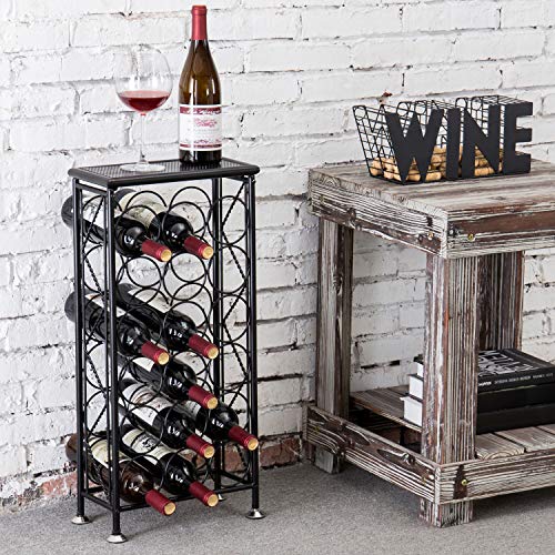 Sleek Modern Circles Design Black Metal 18 Bottle Holder Free Standing
