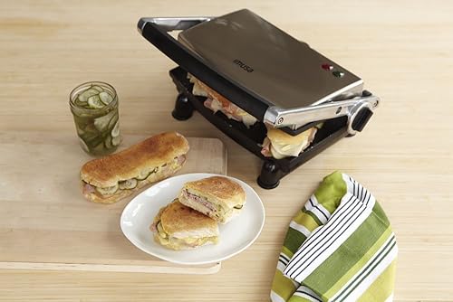 IMUSA USA GAU-80103 Electric Stainless Steel Panini Maker, Silver