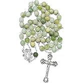 KOMI Gemstone Beads Rosary Catholic for Women 18K Gold Plated Rosaries Beads Necklace Christian Catholic Gifts