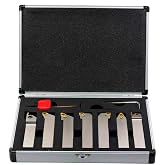 OSCARBIDE 3/4" Shank Nickel Plated 7-Piece Indexable Lathe Tool Holder Set | Turning/Grooving/Threading/Cut-Off | Heavy-Duty CNC Tools | TiN Coated Carbide Inserts | Rigid Steel Body | Durable &amp; Precise