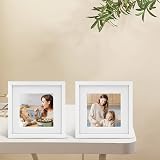 EGOFINE 12x12 Picture Frame Solid Wood with Acrylic Glass 8x8 Mat White view 5