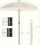 SONGMICS Parasol 160 cm UPF 50+ 30° Tilt Height Adjustable Beige GPU60WTV1 view 3