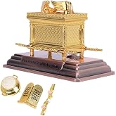 BRTAGG The Ark of The Covenant Replica Gold Plated Statue with Contents, Aaron&lsquo;s Rod/Manna/Ten Mandments Stone (Small)