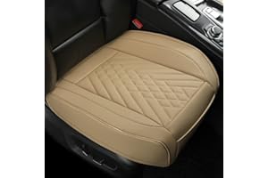 GIANT PANDA 1pack Front Car Seat Cover Bottom Seat Cover, PU Leather Driver Car Seat Protector Fits 95% of Vehicles, Wrapping Around The Bottom (Beige)
