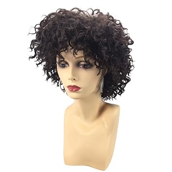 Velneet Women Beauty Black Short Small Curly Wave Fluffy Hair