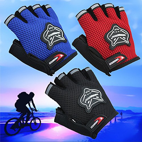 ZOONAI Cycling Gloves Boy Girl Child Children Mountain Bike Gloves Half Finger Biking Gloves Breathable Cycle Gloves (Blue)