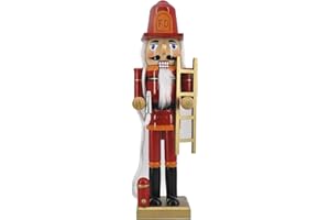 TX USA Corporation 14" Holiday Mantel Display Fireman with Hose Theme Christmas Nutcracker Figurine