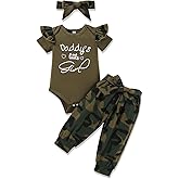 FAMIHAO Baby Girl Clothes Set Daddys Printed Ruffle Romper Top Floral Pants Newborn Infant Girl Clothing Outfit