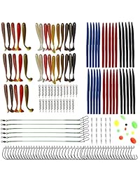 Kit de cebos de pesca de señuelos de plástico suave de goma, torceduras de resorte, perlas de pesca, accesorios de pesca para agua salada y agua dulce