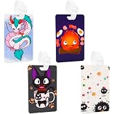 Pounchi Cute Soot Sprite Luggage Tags (4 Pack) | Anime Merch for Luggage Travel Bags Suitcases, Name Luggage ID Tags Identifiers for Teens Kids