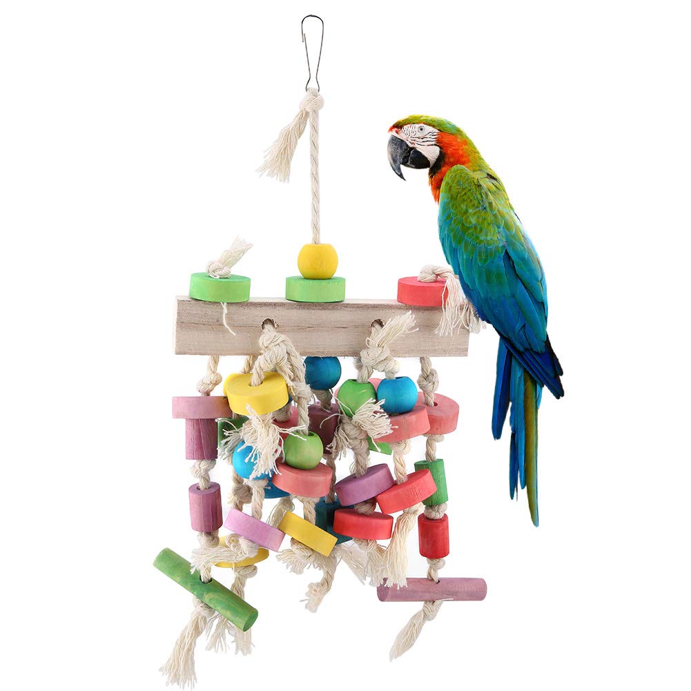 KUIDAMOS Bird Parrot Swing Chewing Tool,Colorful Chewing Hanging Hammock Swing Bell,Bird Ladder Climbing Supply,for Parakeet, Cockatiel, Mynah, Birds