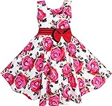 Sunny Fashion Girls Dress Red Rose Party Summer Cotton