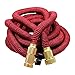 360Gadget Expanding Garden Hose - Red - Extra Strength Stretch Material with Brass Connectors - Bonus 8 Way Spray Nozzle (25 FT)
