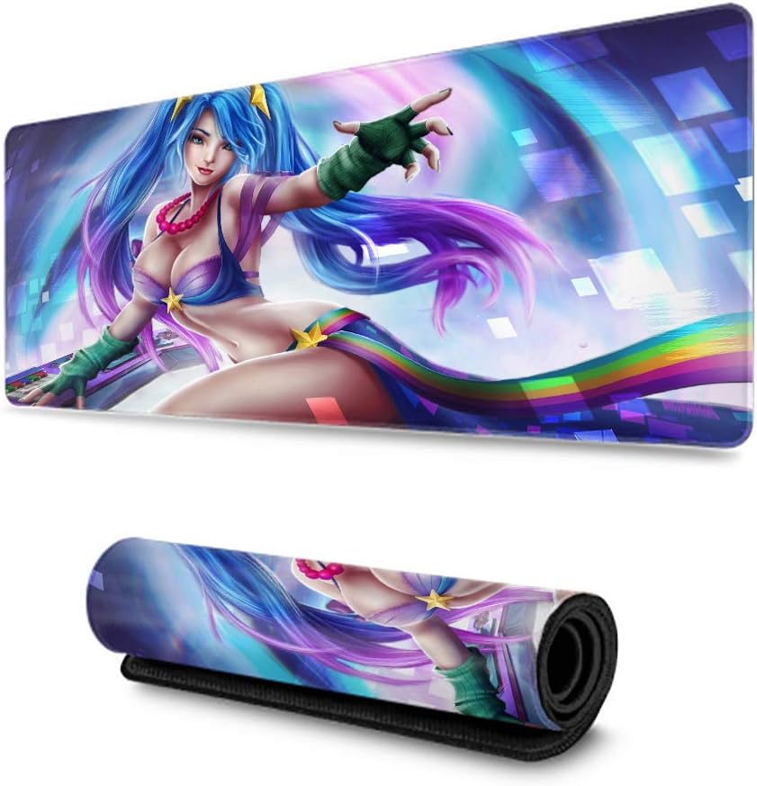 LOL Extended Size Professional Gaming Mouse Pad Mousepad Waterproof Non-Slip Rubber for Pc Computer Laptop for League Legends-15.8X35.5X0.2 in (Video Game Goddess-Sona)