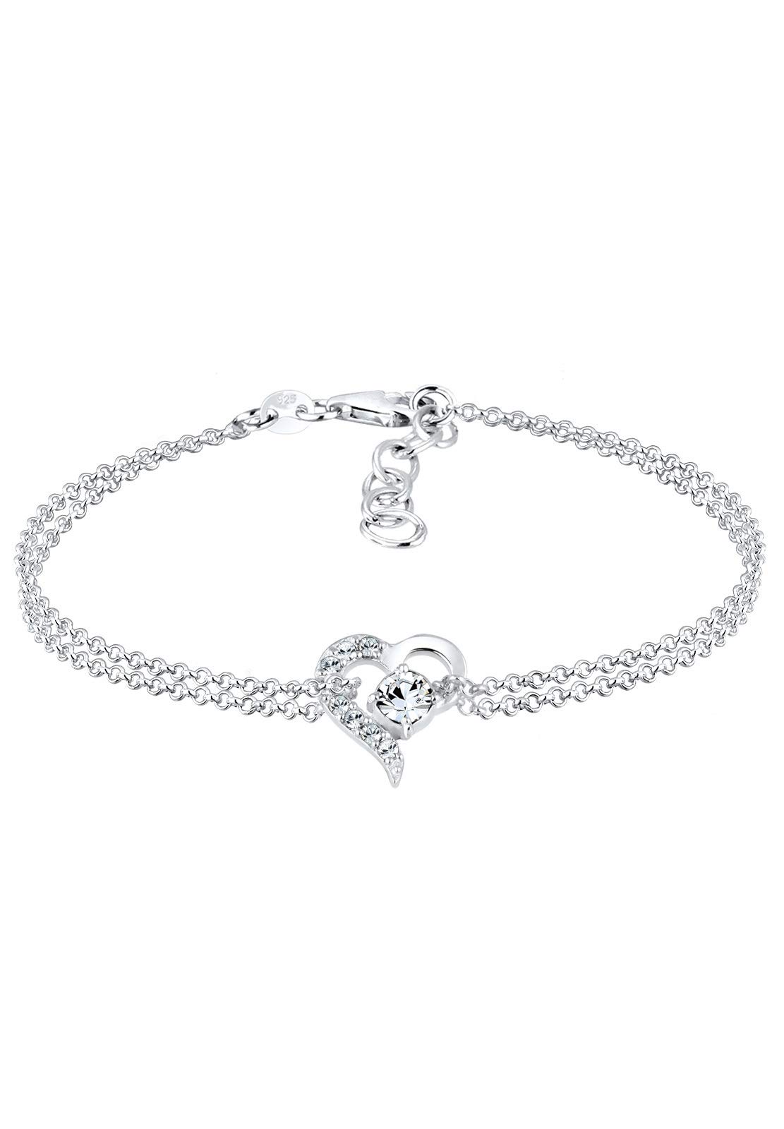 Elli Bracelet Women Heart Symbol Love with Crystals in 925 Sterling Silver