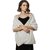 BEAUTELICATE Women Shawl Wrap Faux Fur Shrug Stole Scarf Winter Bridal Wedding Cover Up