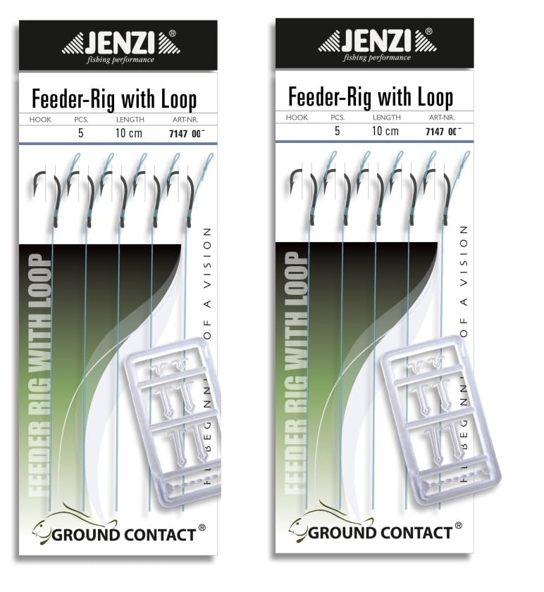 Jenzi Set: 2 packs in total 10 pieces method feeder - leaders / rig hook size 8 + free Petri Heil! sticker.